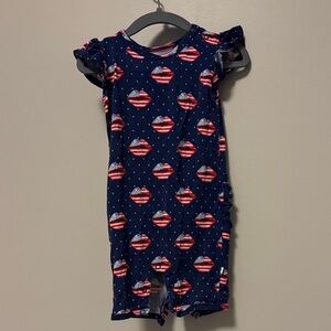 Posh peanut 12-18 Navy Blue Romper with Heart Pattern